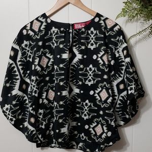 Red Ranch Black & Pink Aztec Print Shirt Womens S Cowgirl Western Coachella EUC